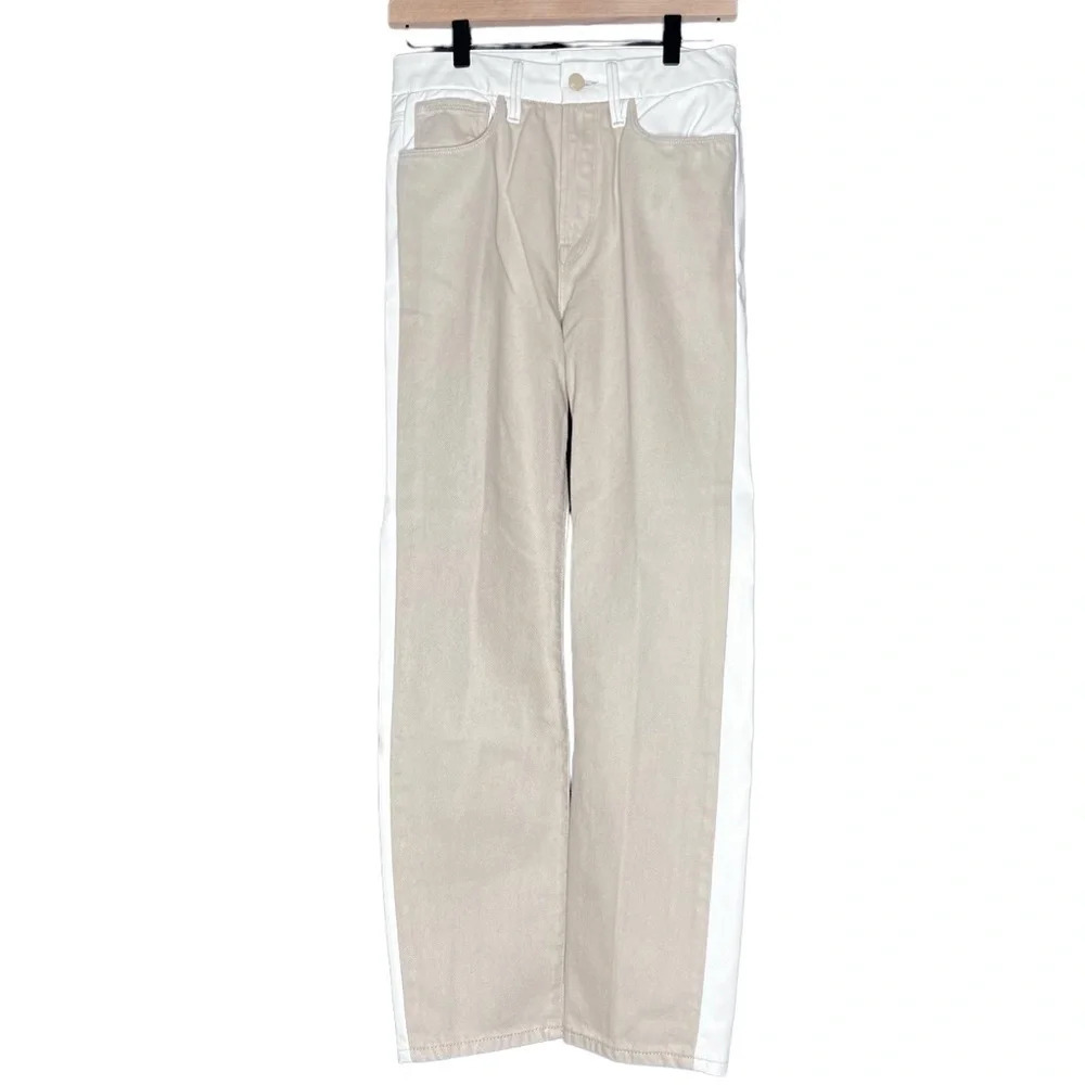 Good American (NWOT) Good Classic Faux Leather Two Tone  Color Block Pant Size 4 - Picture 2 of 8